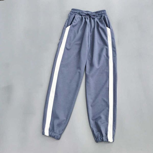 

spring sports pants female summer thin students streetwear loose casual sweatpant high waist pants sashes pockets 210531, Black;white