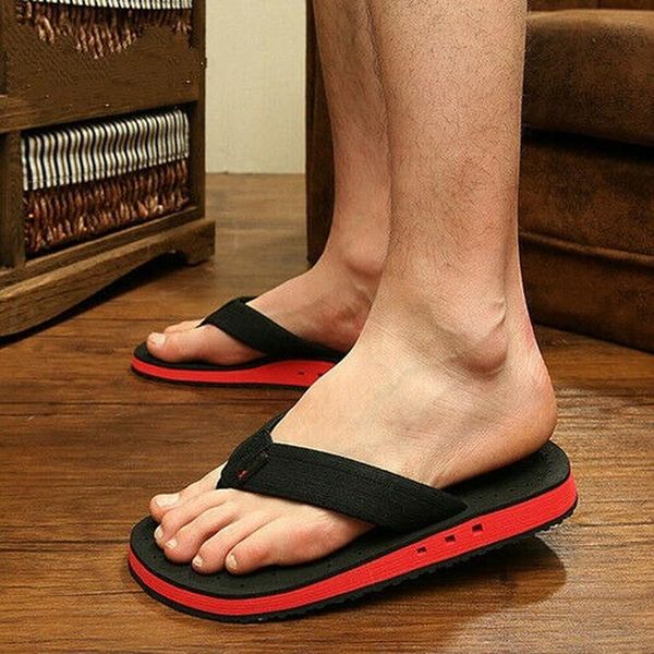 

slippers summer men's classic flip-flops beach sandals slide light breathable shoes plus size confortable rubber indoor outdoor, Black