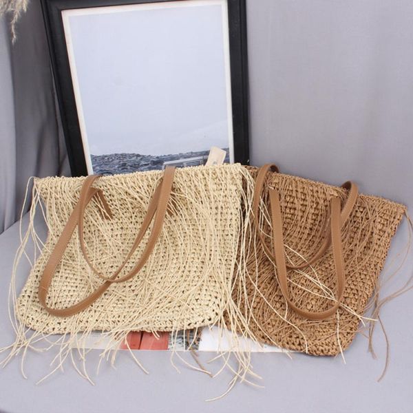 

evening bags fashion ladies shoulder bag straw woven women tassel shopping casual large capacity tote handbags