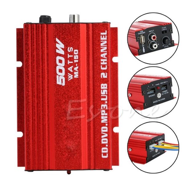 Brand New 2CH 500W MOTORCYCLE/CAR Stereo Amplifier Speakers MP3 ATV AMPLIFIER AMP AMPS From