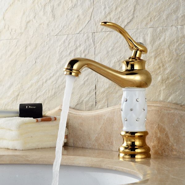 

bathroom sink faucets basin gold faucet brass with diamond crystal body new luxury single handle and cold water tap 9fui