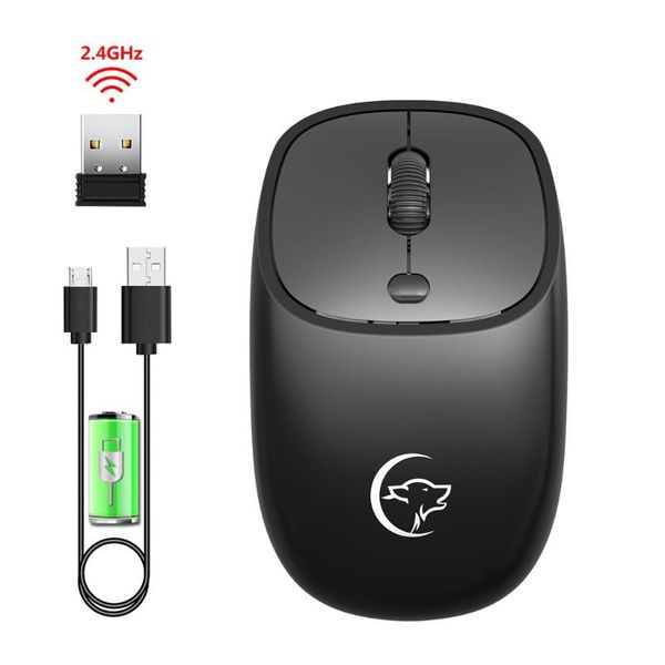 

rechargeable 2.4g wireless mouse 3 buttons noiseless 2400dpi silent click optical for notebook gaming z0318 mice