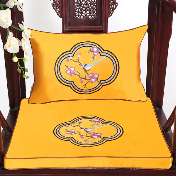 Пользовательские новые мелкие вышивки цветок птицы китайские подушки сиденья столовые кресла кресло для кресло для кресло-прокладки шелковый сатин не скольжения сидячих ковриков