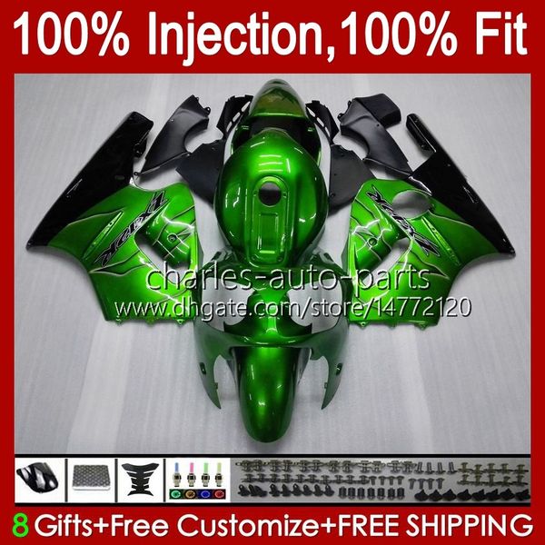 Spritzguss-Verkleidungen für KAWASAKI NINJA ZX1200 C ZX 1200 12R 1200CC ZX 12 R 1200 CC 00-01 Karosserie 2No.0 ZX1200C ZX12R 00 01 ZX-12R 2000 2001 OEM Body Kit Factory Green