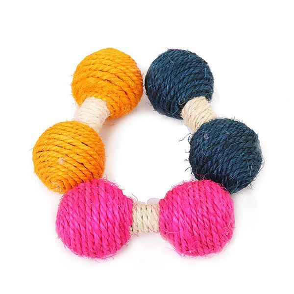 

cat toys 1pc natural sisal dumbbell rope ball, scratch bean toys, pet products