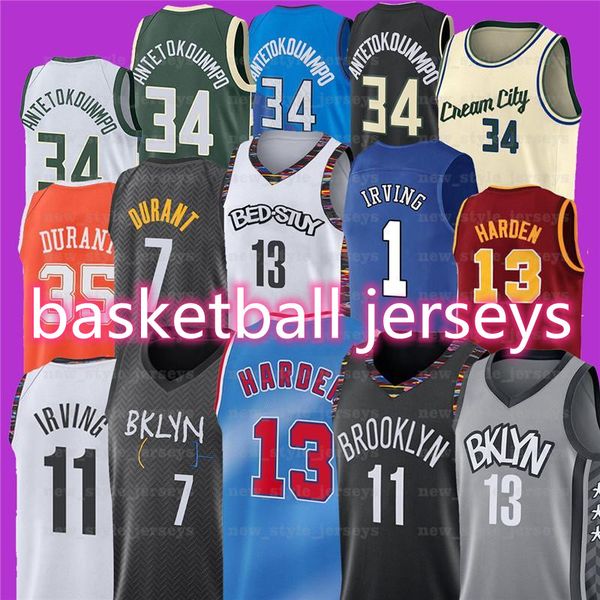 

7 kevin 11 basketball jerseys kyrie 34 giannis irving antetokounmpo durant 13 harden ncaa men z9, Black;red