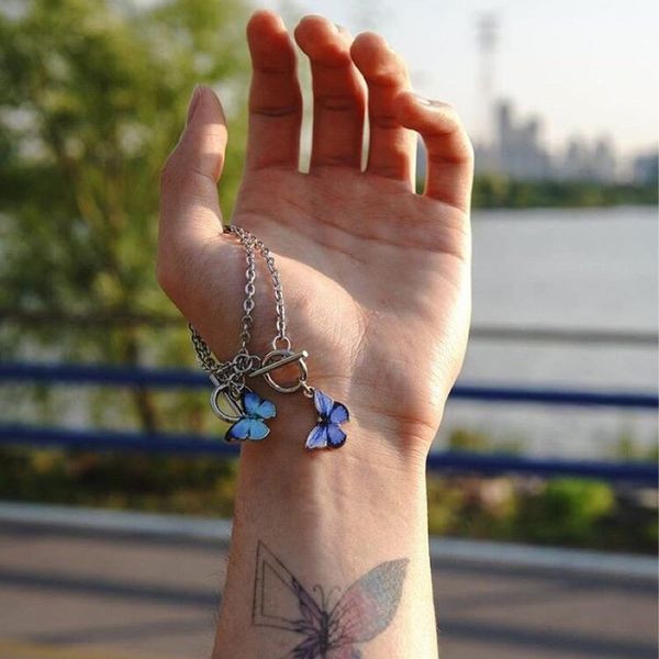 

charm bracelets titanium jewelry harajuku bracelet women personality buckle kpop steel chain aesthetic for butterfly girl lovers ot, Golden;silver