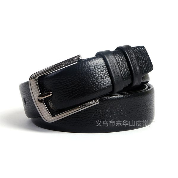 

new men's head pin buckle casual business dress leather belt, Black;brown