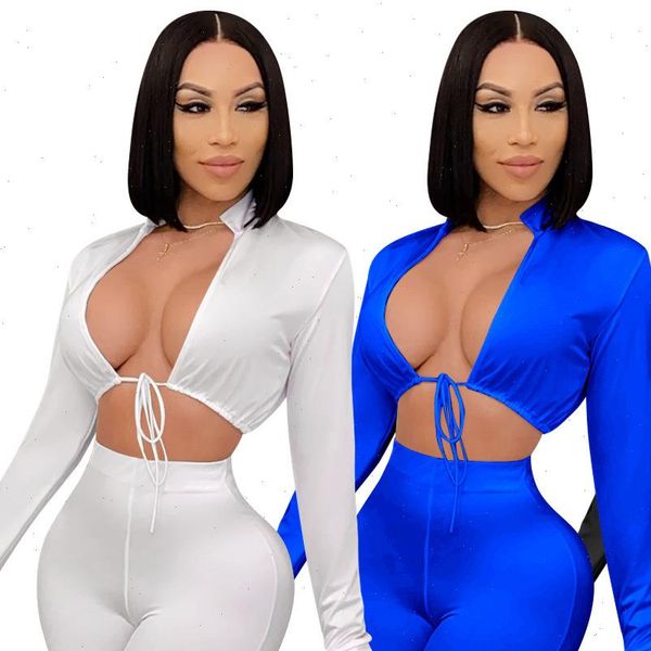 

zoctuo solid tweedelige women tracksuits sets herfst winter bloemblaadje mouw dames set outfits uitsnede slit broek club trainingspak, Gray