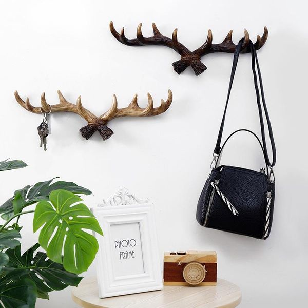 

vintage antler decorative coat rack wall key hook hanging handmade antlers scarf shelf home decoration holder hooks & rails