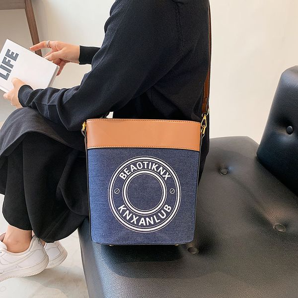 

70% s beibei shangpin new trend denim bucket single shoulder oblique span bag