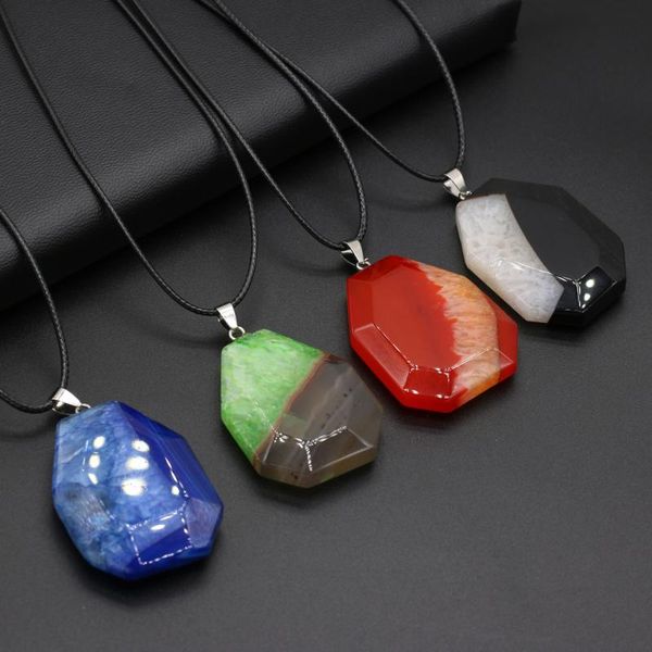 

chains style necklace natural stone agates faceted pendant charms love romantic gift chain 40+5 cm, Silver
