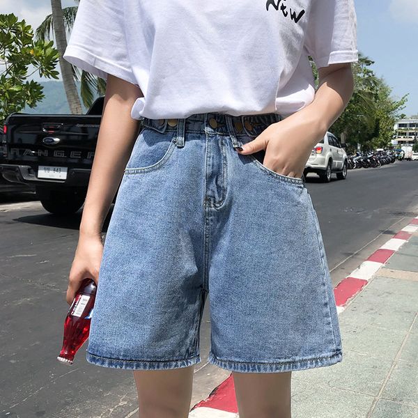 

women's shorts 125# pants fashionable 5-point curled wide leg high waist denim for women to wear out summer and korean version in winte, White;black