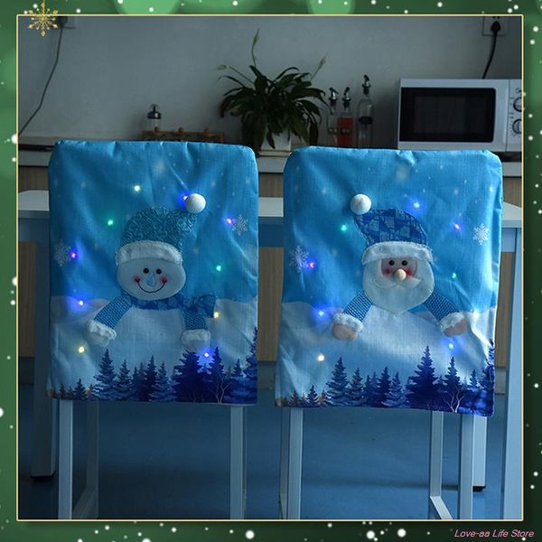 

chair covers led christmas dining seat santa claus old man snowman party stool