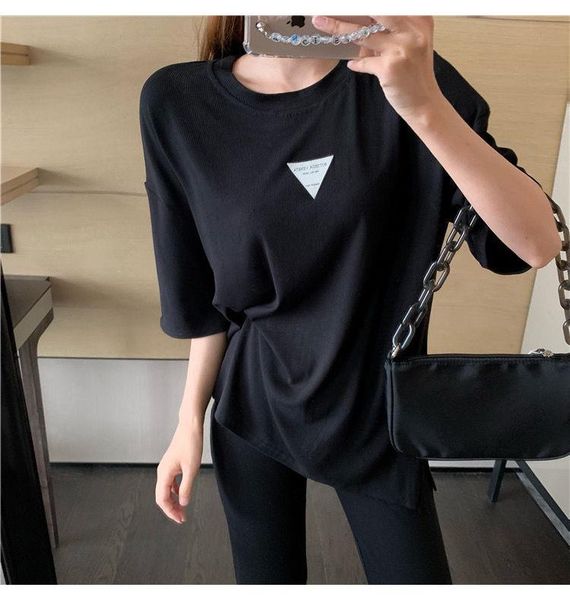 

men's t-shirts 2021 leisure fashion wide leg pants two piece set xianshouwanghong chaohuochao brand sportswear women's summer, White;black