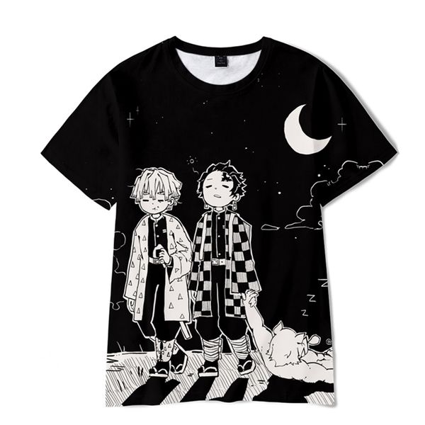 

demon slayer 3d t-shirt fashion anime kimetsu no yaiba ladies tees short sleeve boys and girls casual 210714, White;black
