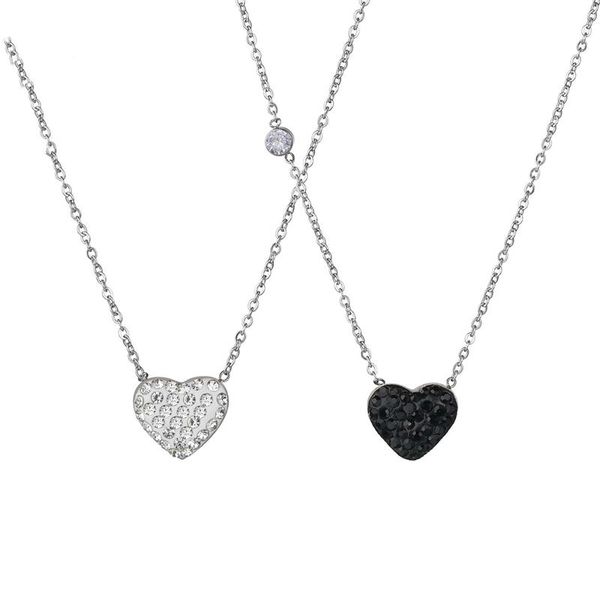 

pendant necklaces simple sliver black love heart rhinestone & pendants stainless steel choker women couple statement jewelry bijoux, Silver