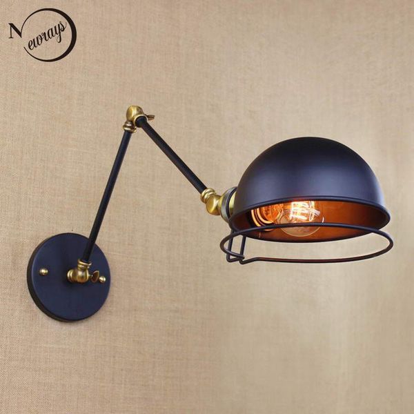 

wall lamp industrial style antique retro black metal swing arm lighting for workroom bathroom vanity 2 applies