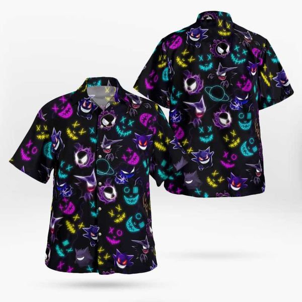 

men's casual shirts halloween 3d printd summer shirt hawaiian beach breathable streetwear short-sleeved large top, White;black