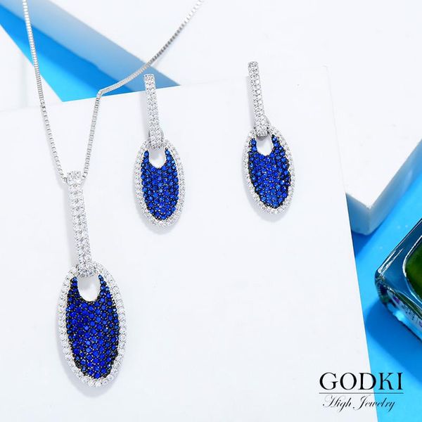 

earrings & necklace godki korean fireworks 2pcs earring sets for women accessories brazil brincos bijoux gifts pendientes mujer moda 2021, Silver