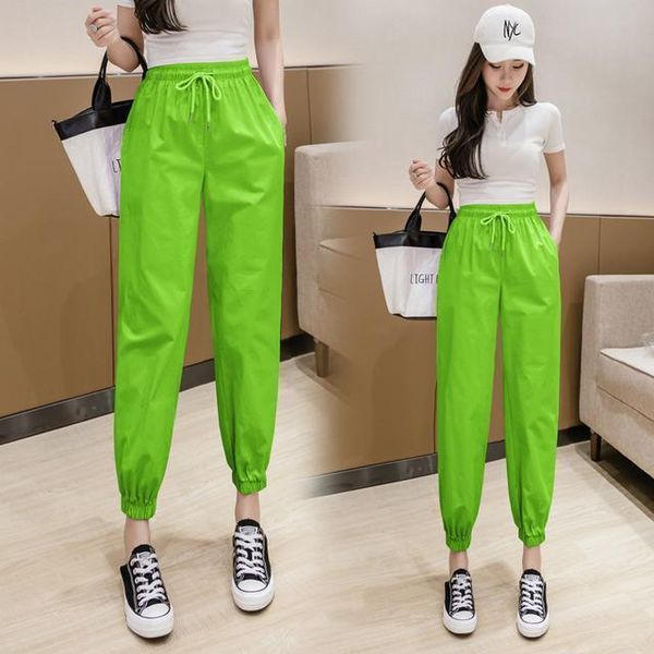 

women's pants & capris women 2021 spring autumn pocket fashion harem female elastic waist trousers casual loose joggers sports tide g37, Black;white