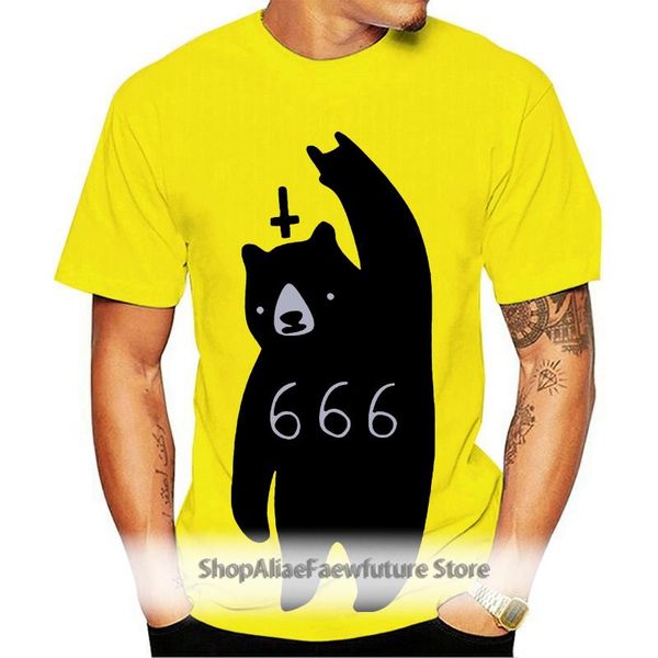 

men's t-shirts 666 bear satan t shirt for men women fashion short sleeve o-neck cotton casual homme hip hop swag t-shirt tshirt summer, White;black