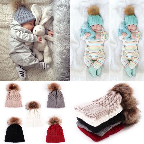 

caps & hats winter warm lovely baby kids born girls boys cap toddler knitted crochet beanie hat 5 color, Yellow
