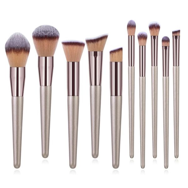 

makeup brushes 10pcs champagne set foundation powder blush eyeshadow concealer lip eye make up brush cosmetics for tools