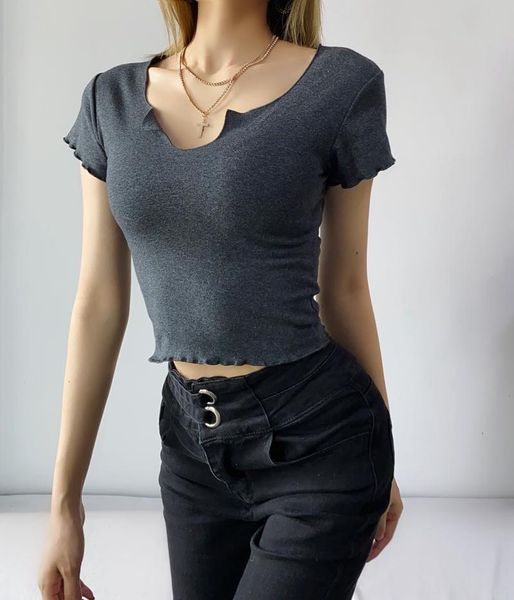 

women's t-shirt olomm slim short-sleeve u-neck simple women 2021 spring fashion all-match casual streetwear clothing female, White