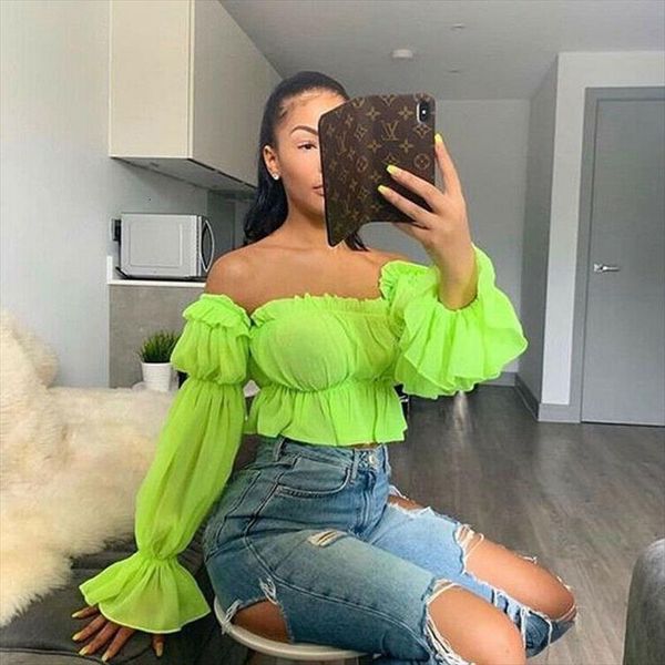 

fashion summer chiffon long sleeve womens blouses loose casual corp, White
