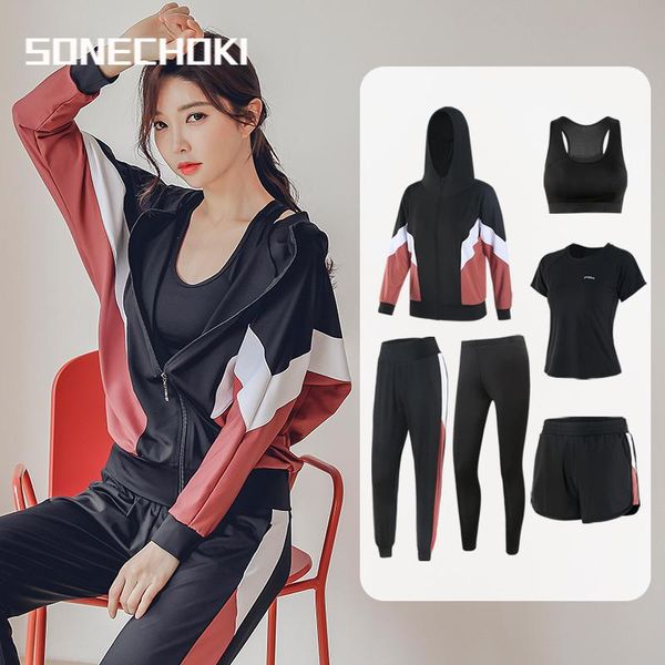 

yoga set women patchwork compression sportwear for female gym clothing running fitness jogging workout tracksuit sets, Black;blue