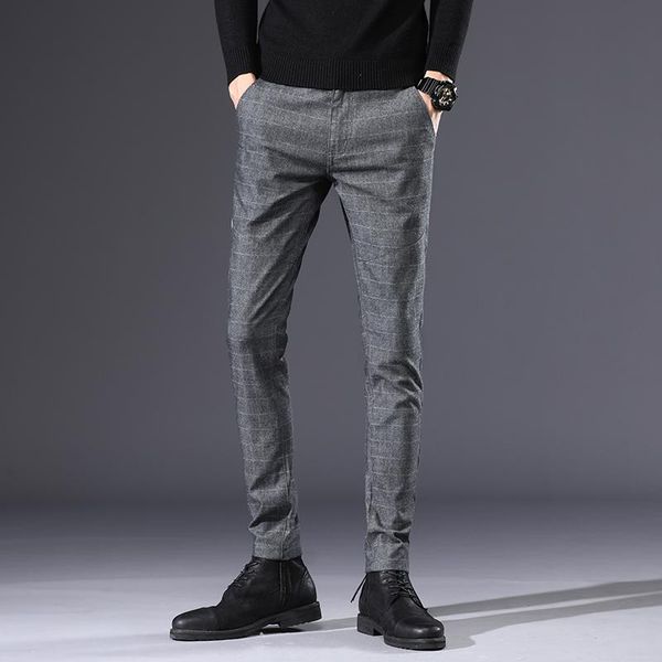 

men's stripe casual pants mens four seasons business trousers straight harem, Black