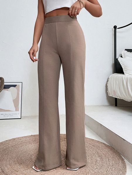 

solid flare leg pants u3pk#, Black;white