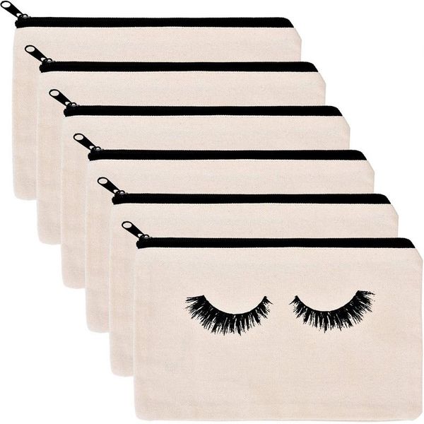 

pencil bags -6pcs case makeup bag cosmetic stationary travel pouch toiletry with zippered pocket (eyelash)