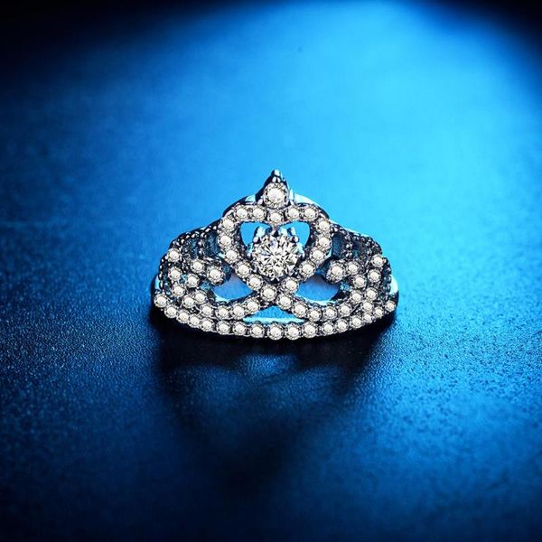 

cluster rings original design zircon ring 925 silver luxury crown for women engagement & marriage diy fine jewelry gift, Golden;silver