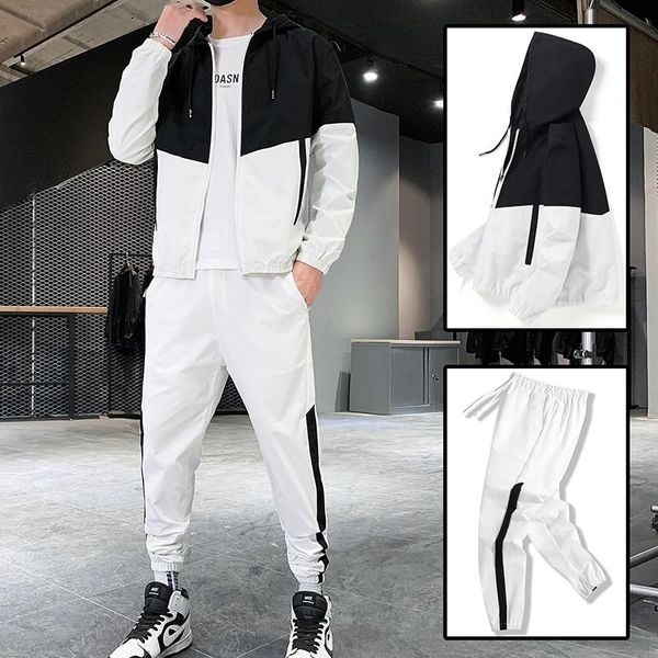 

men's tracksuits hip-hop suit male 2021 set track suits sweatsuit man tracksuit mens sets pant zipper pockets outwear 2pc jacket+pants, Gray