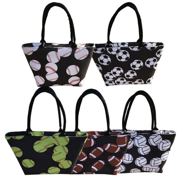 

evening bags baseball rugby volleyball pattern canvas handbag outdoor sport totes bag women shoulder large capacity travel