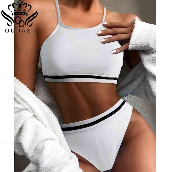 

push women oudasi thong brazilian swimwear bikini up 2021 swimsuit bikinis set swimming solid sport bathing suit beachwear, White;black