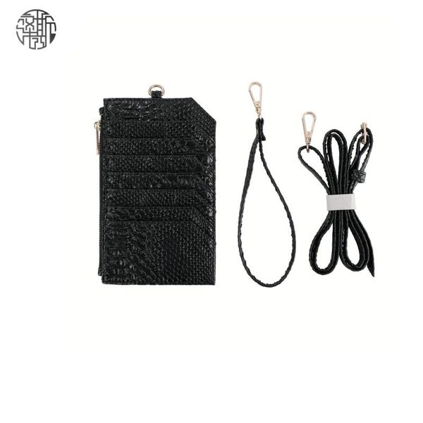 

zenos 2021 snake skin emboss phone bag wallet with holder for men women crossbody bags lanyard wallets, Red;black