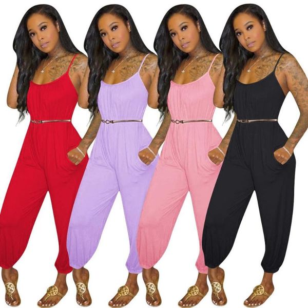 

women's jumpsuits & rompers casual sleeveless roundneck jumpsuit for summer 2021 ladies club loose-fitting ankle pants, Black;white