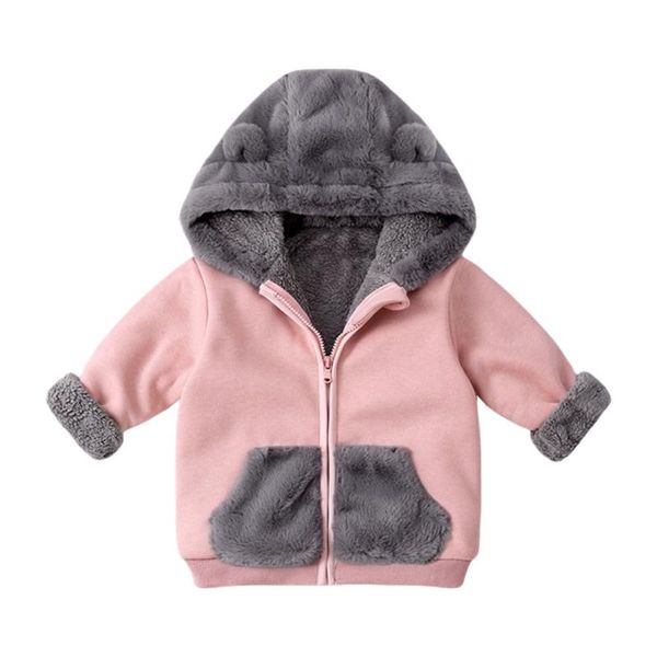 

jackets bobora autumn and winter children's coat plush baby warm hooded clothes knitted, Blue;gray