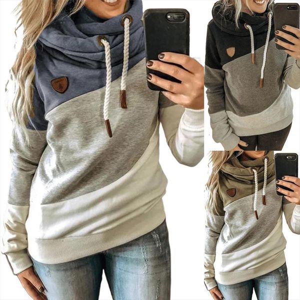 

women autumn winter sports womens sweater stitching hoodie cotton blend long sleeve sweatshirt clothing sudaderas, White;black