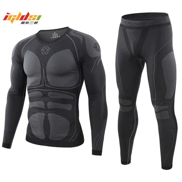 

men's tracksuits winter thermal underwear set long johns male functional training camo sports fitness run tracksuit, Gray