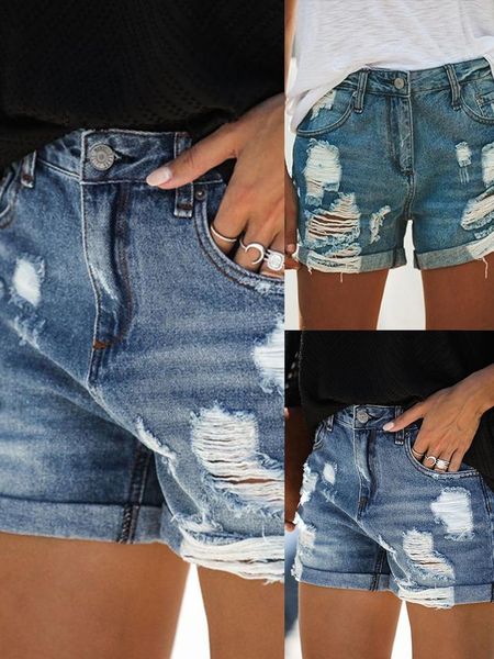 

fashion tassel denim shorts summer women casual mid waist cotton jean short button pockets shorts2021 men's swimwear