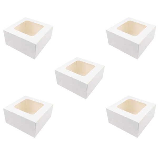 

5pcs cake dessert packing boxes with window paper bakery cupcake (white) gift wrap