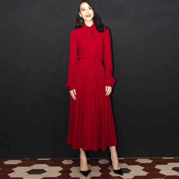

dressed spring fashion vintage bowknot streamer long elegant party dress red, Black;gray