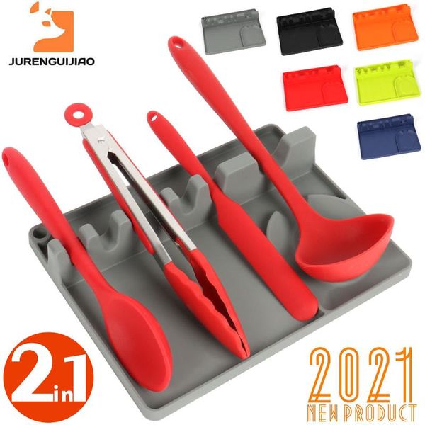 

hooks & rails silicone utensil rest kitchen organizer for fork spatula ladle spoon holder stand pot lid gadget storage rack