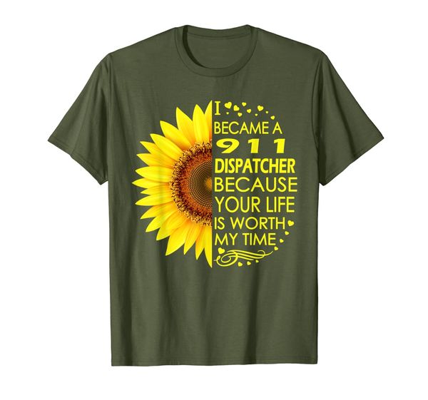 

i became 911 dispatcher sunflower t-shirt, White;black