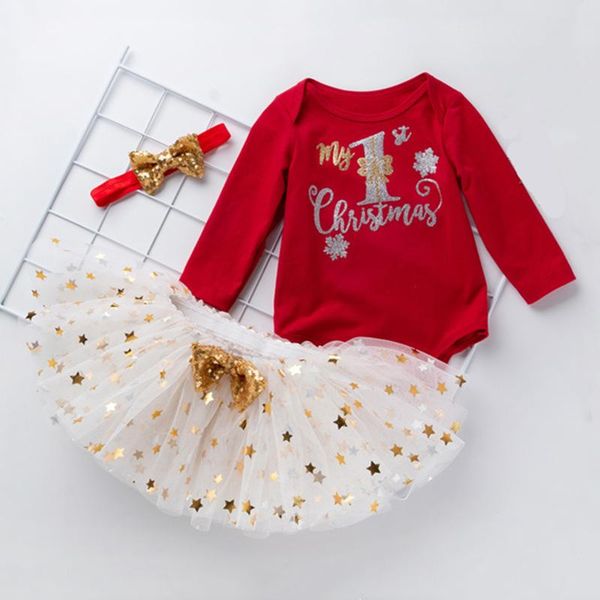 

jumpsuits children's clothing 2021 christmas baby suit girl autumn long-sleeved romper with tutu skirt set 3 pieces rompers, Blue