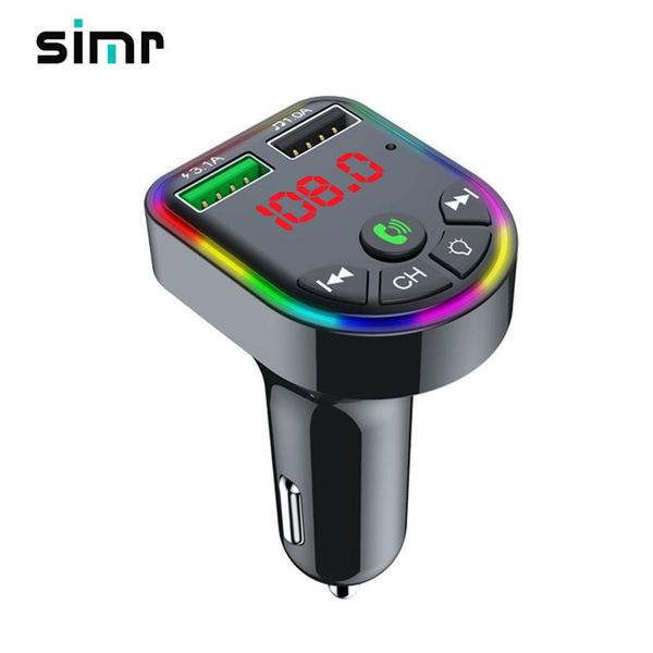 

simr colorful bluetooth wireless car kit handfm transmitter dual usb charger 3.1a mp3 music tf card u disk aux player & mp4 players